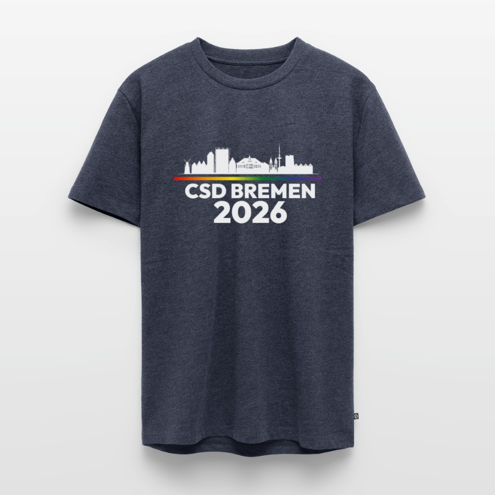 CSD Bremen 2026 Pride Premium T-Shirt (dunkel Farben helle Schrift) - Jeansblau 