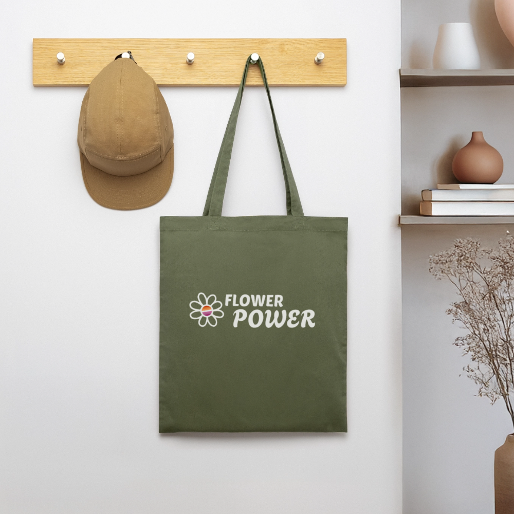 Flower Power | Lesbian Pride Bio-Stoffbeutel - Khaki