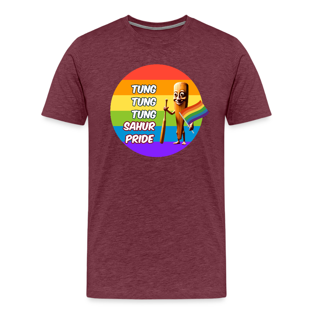 Tung Tung Tung Sahur Pride Premium T-Shirt - Bordeauxrot meliert