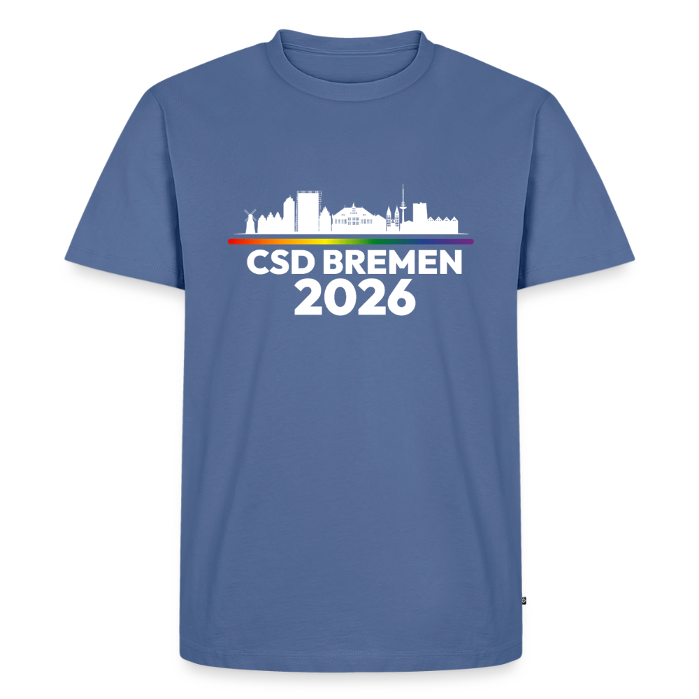 CSD Bremen 2026 Pride Premium T-Shirt (dunkel Farben helle Schrift) - Taubenblau