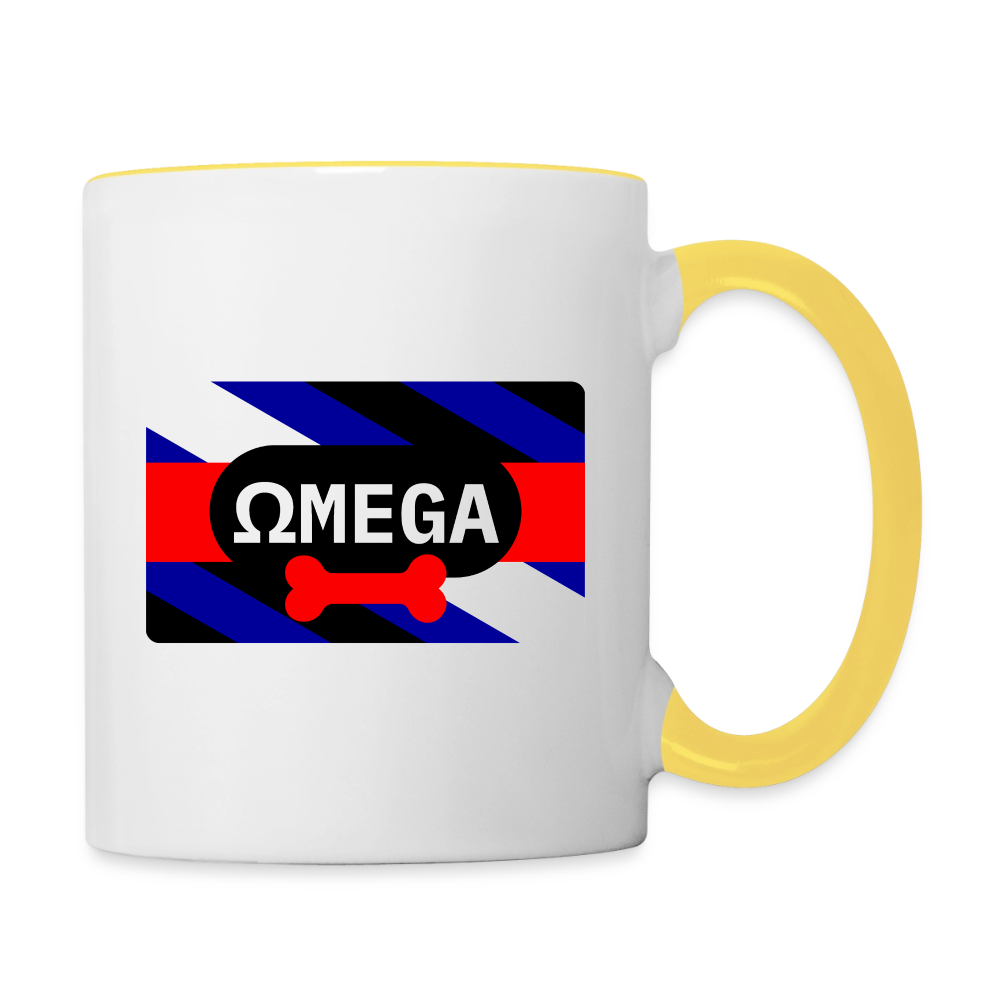 OMEGA Puppy Flag Cup | Puppy Kink Pride |Tasse zweifarbig - Weiß/Gelb