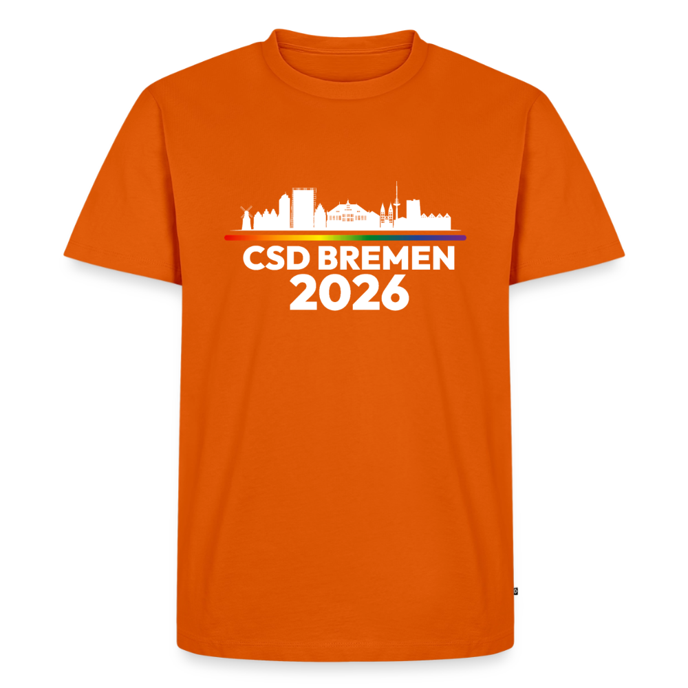 CSD Bremen 2026 Pride Premium T-Shirt (dunkel Farben helle Schrift) - Orange 