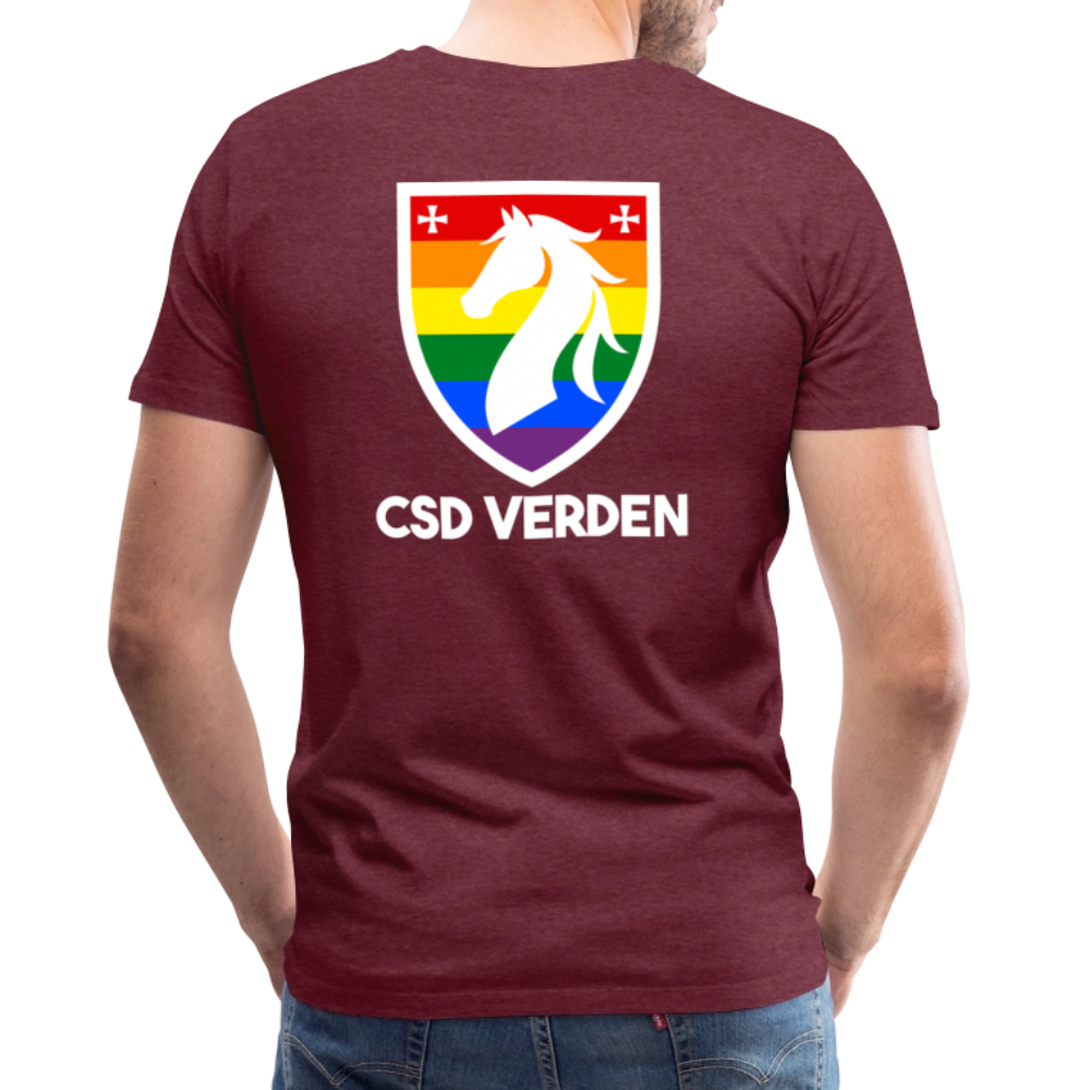 CSD Verden Premium Pride T-Shirt Doppelseitig - Bordeauxrot meliert