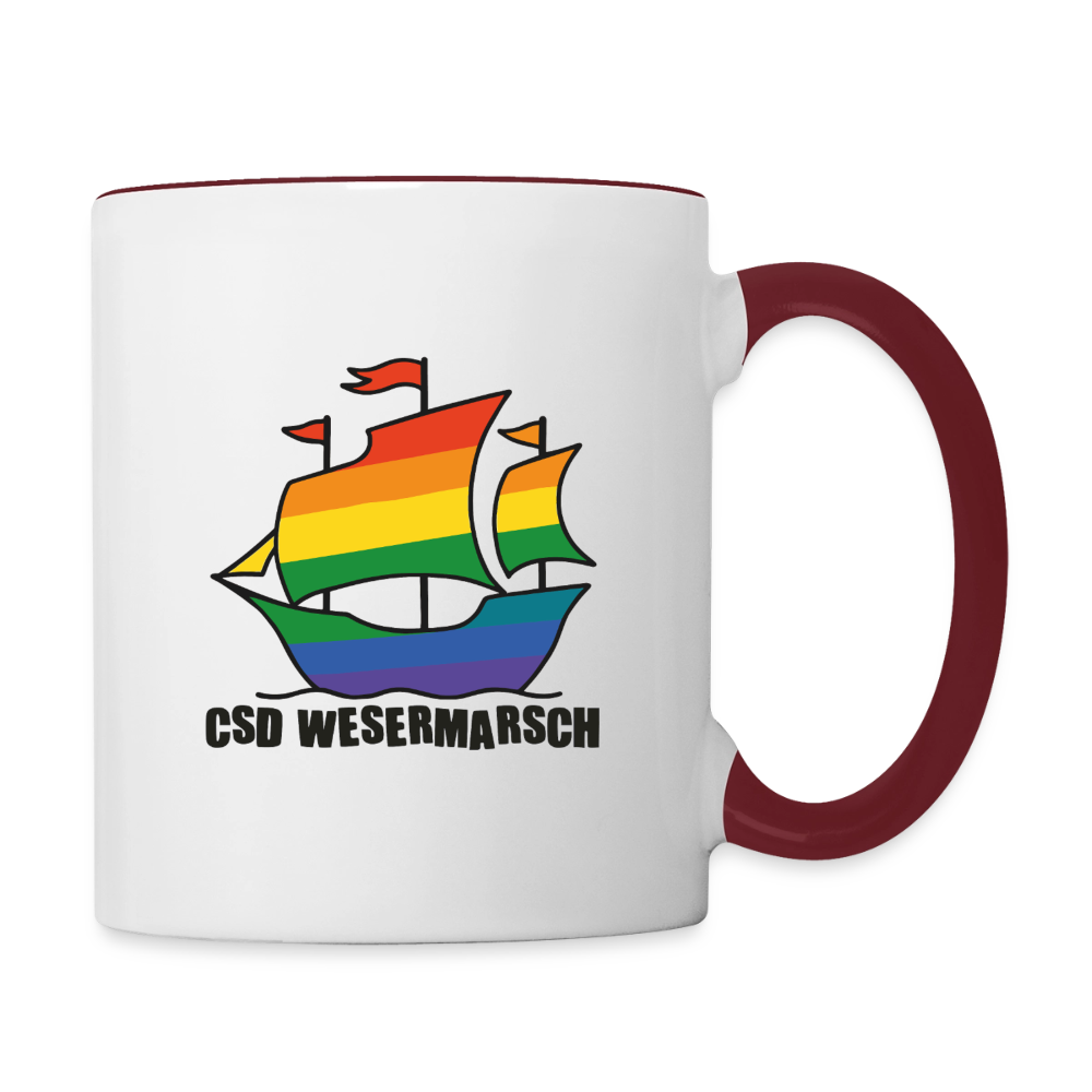 CSD Wesermarsch Pride Tasse zweifarbig - Weiß/Braunrot