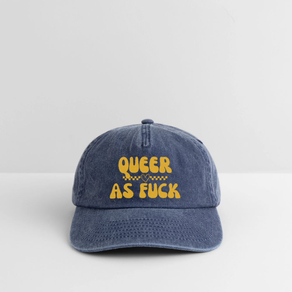 QUEER AS FUCK Pride Vintage Cap - Vintage Denim