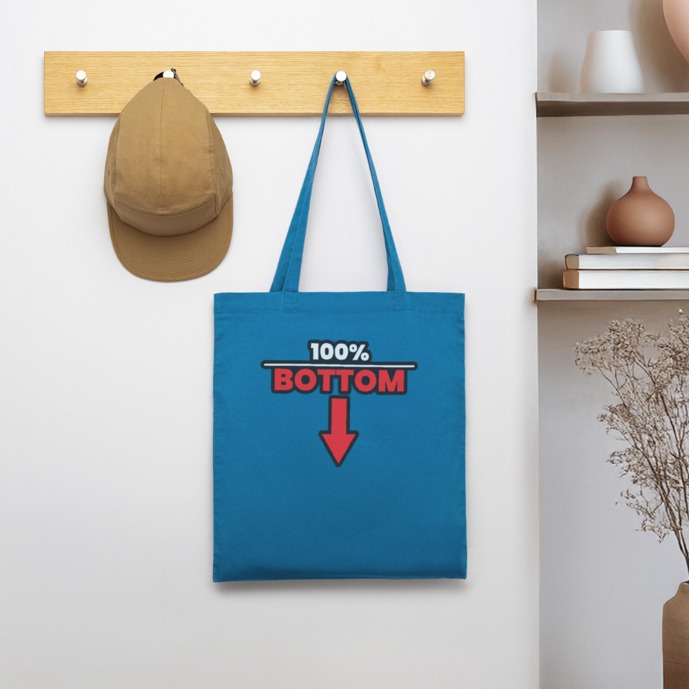 100% BOTTOM [PFEIL] | Kink Fetish Pride Bio-Stoffbeutel - Königsblau