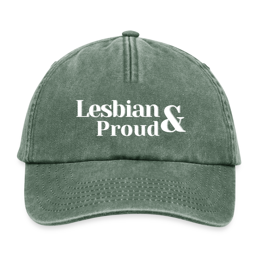 Lesbian & Proud | Pride Vintage Cap [SIMPLE] - Vintage Flaschengrün 