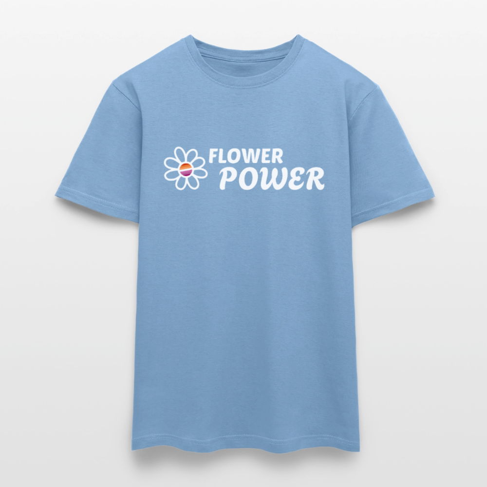 Flower Power Lesbisch T-Shirt | Retro WLW Pride LGBTQ - Carolina Blue