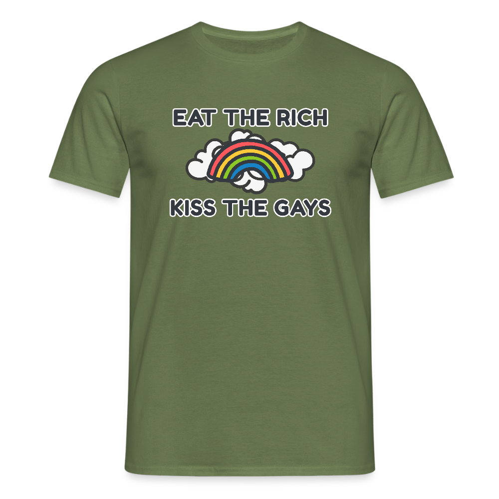 Eat the Rich, Kiss the Gays! T-Shirt - Militärgrün