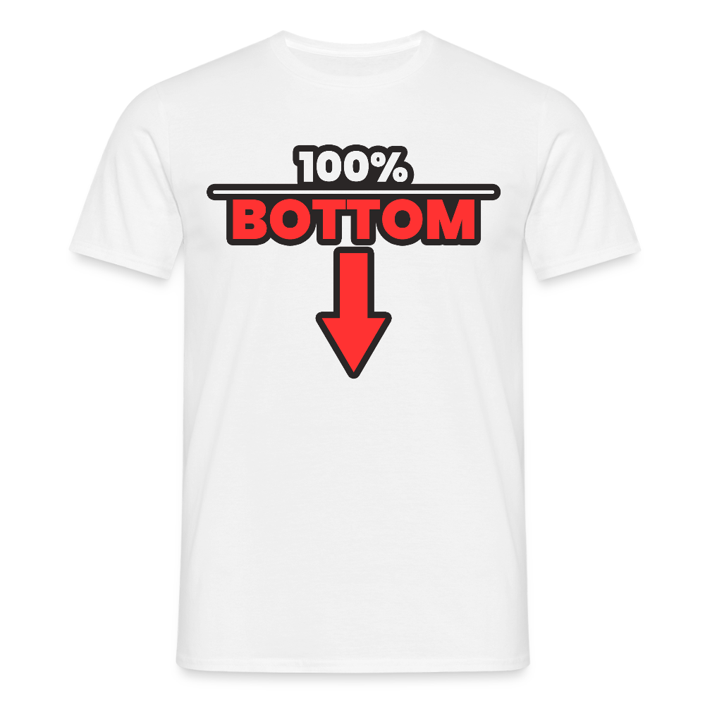 100% BOTTOM [PFEIL] | Kink Fetish Pride T-Shirt - Weiß