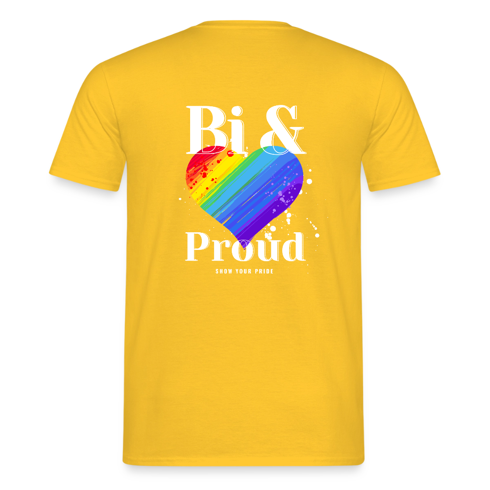Bi & Proud | Regenbogenherz Pride T-Shirt - Gelb