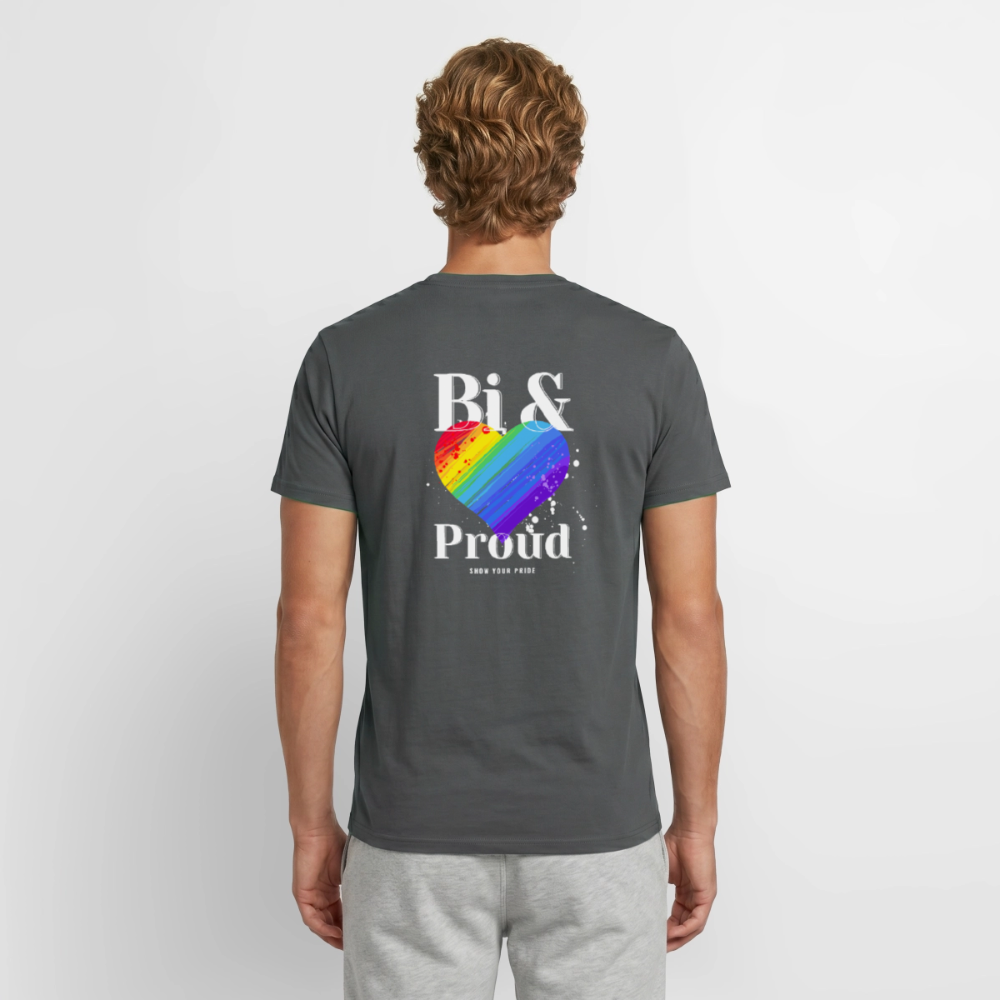 Bi & Proud | Regenbogenherz Pride T-Shirt - Anthrazit