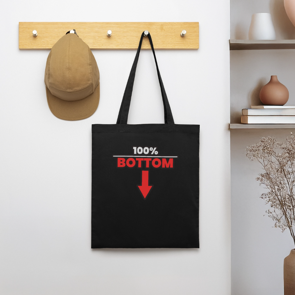 100% BOTTOM [PFEIL] | Kink Fetish Pride Bio-Stoffbeutel - Schwarz