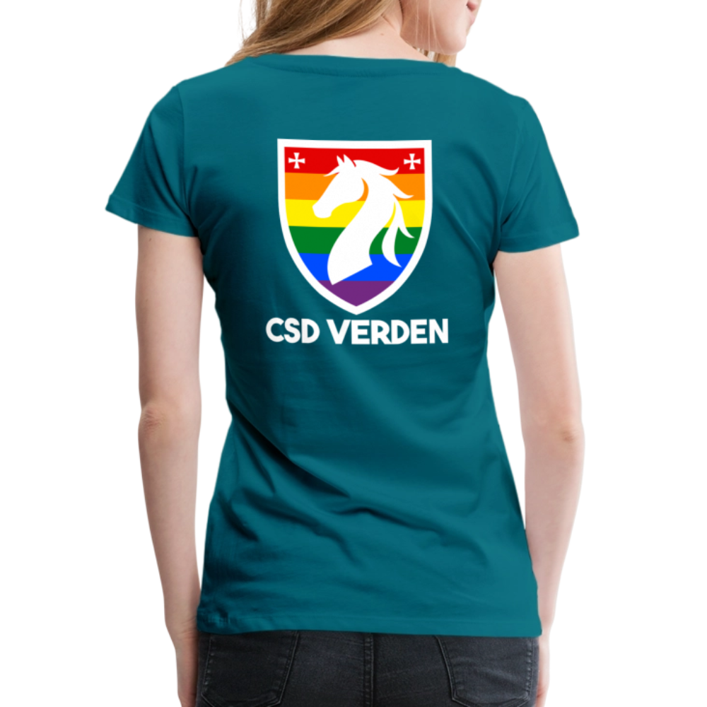 CSD Verden Premium Pride T-Shirt Tailiert Doppelseitig - Divablau