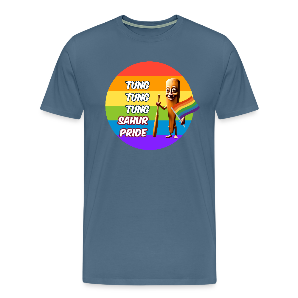 Tung Tung Tung Sahur Pride Premium T-Shirt - Blaugrau