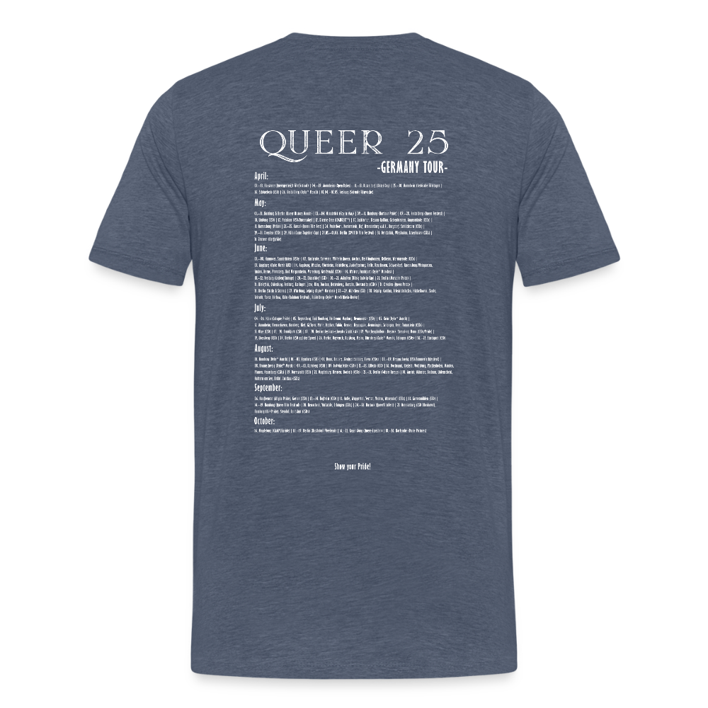 PRIDE Must Go On T-Shirt Germany Tour 2025 (weiße Schrift) - Blau meliert