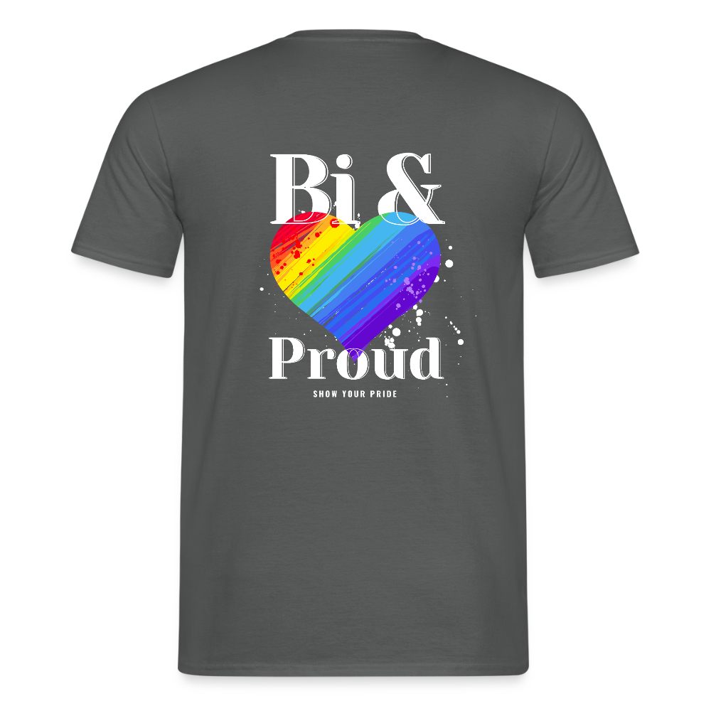 Bi & Proud | Regenbogenherz Pride T-Shirt - Anthrazit