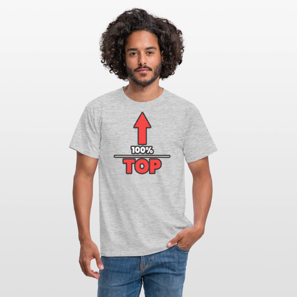 100% TOP [PFEIL] | Kink Fetish Pride T-Shirt - Grau meliert