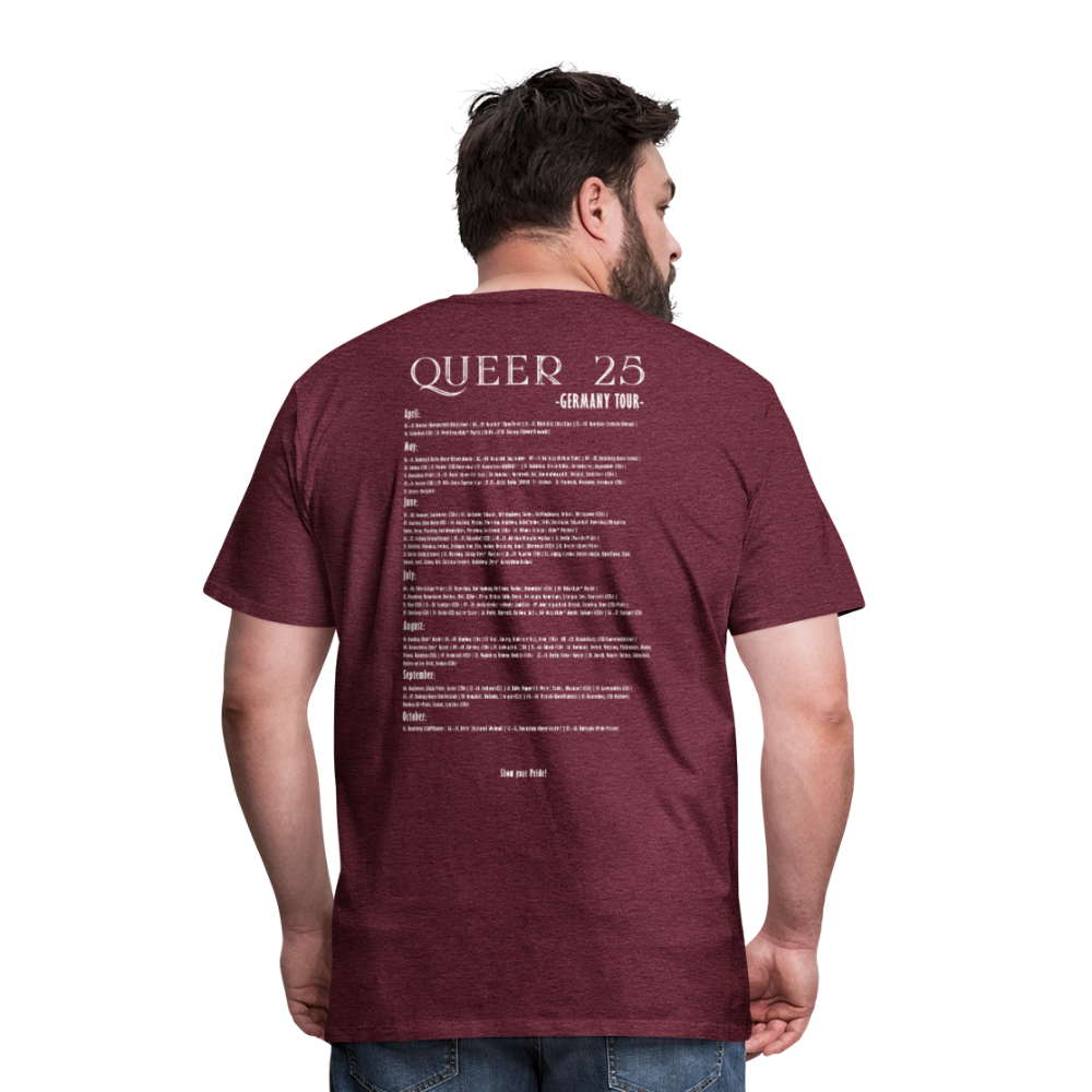 Pride T-Shirt QUEER | Germany Tour 2025 - Bordeauxrot meliert