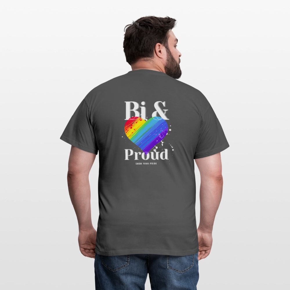 Bi & Proud | Regenbogenherz Pride T-Shirt - Anthrazit