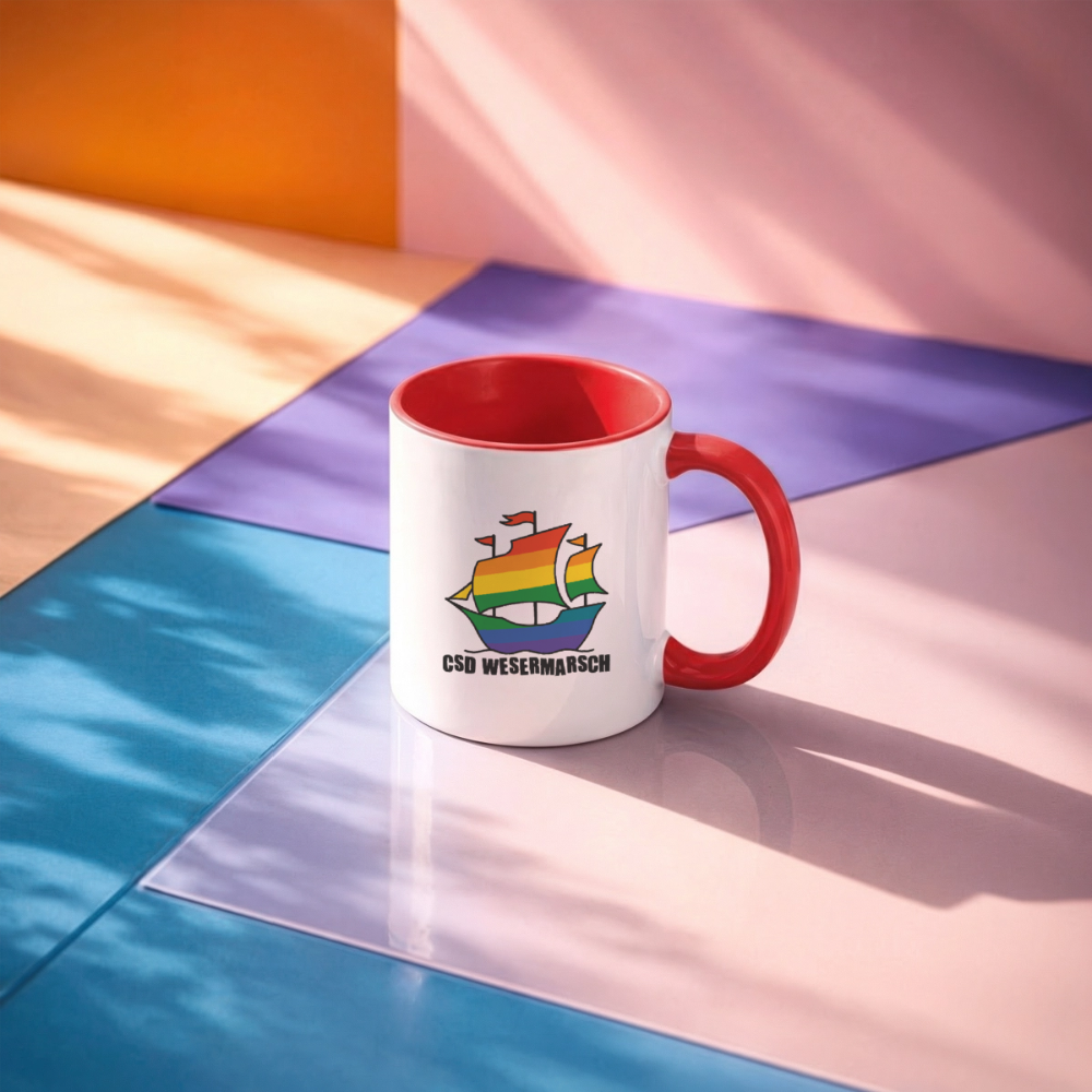 CSD Wesermarsch Pride Tasse zweifarbig - Weiß/Rot
