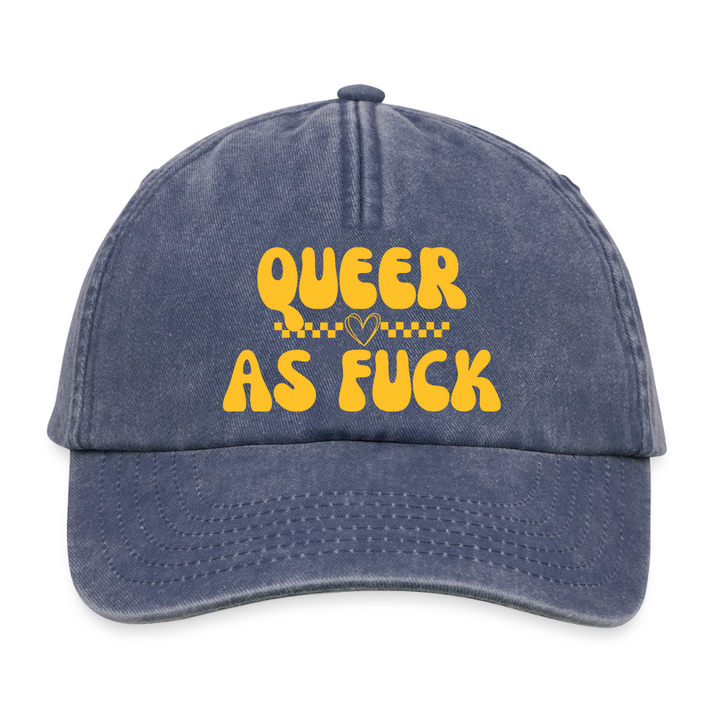 QUEER AS FUCK Pride Vintage Cap - Vintage Denim