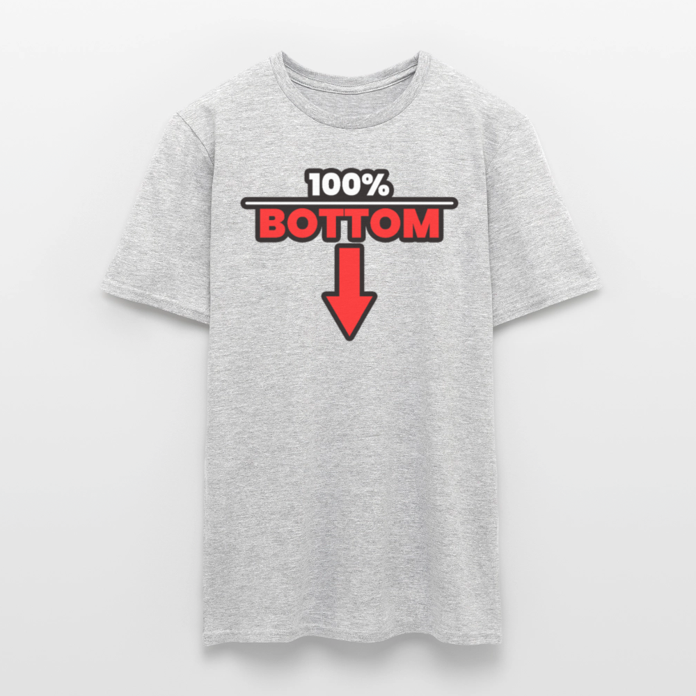 100% BOTTOM [PFEIL] | Kink Fetish Pride T-Shirt - Grau meliert