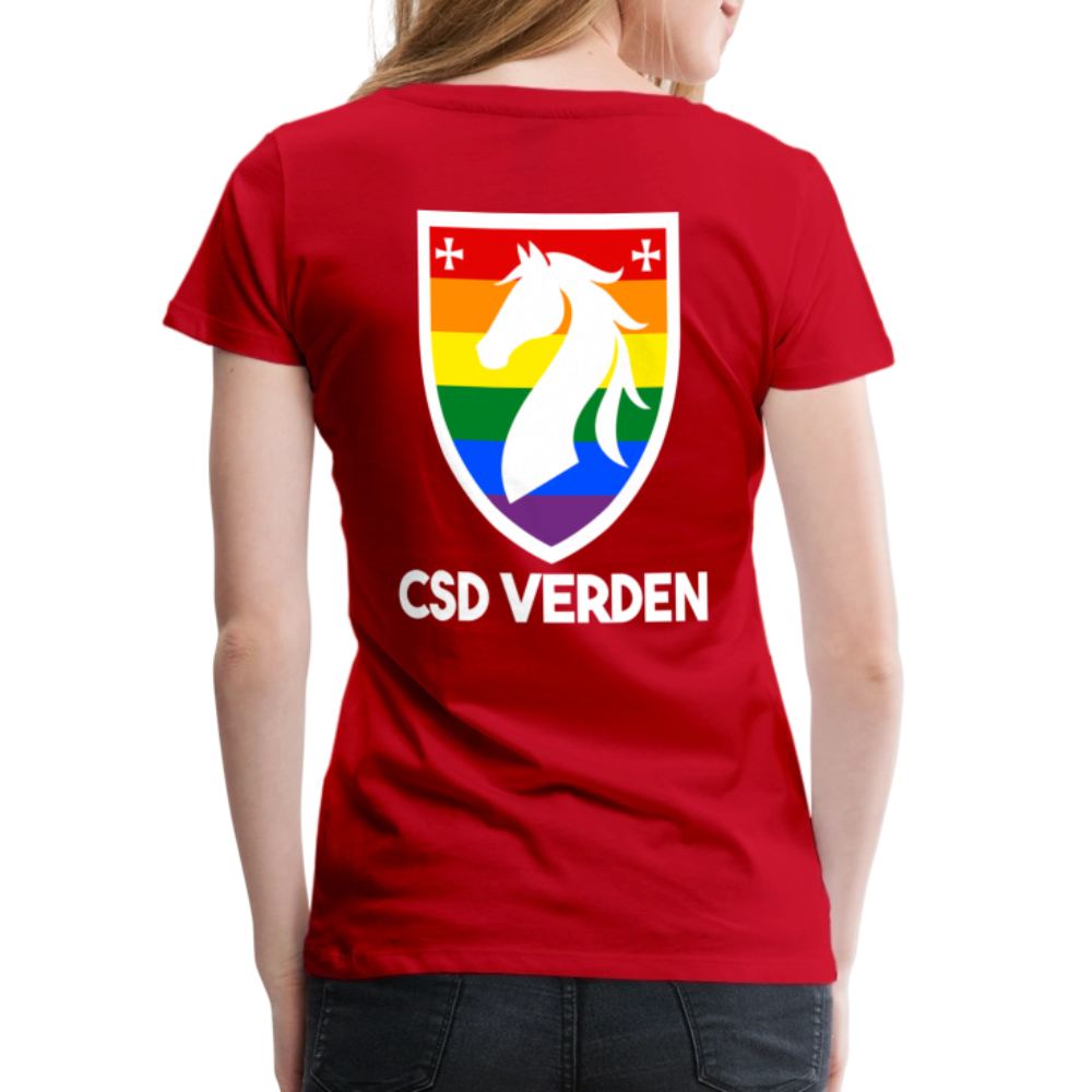 CSD Verden Premium Pride T-Shirt Tailiert Doppelseitig - Rot