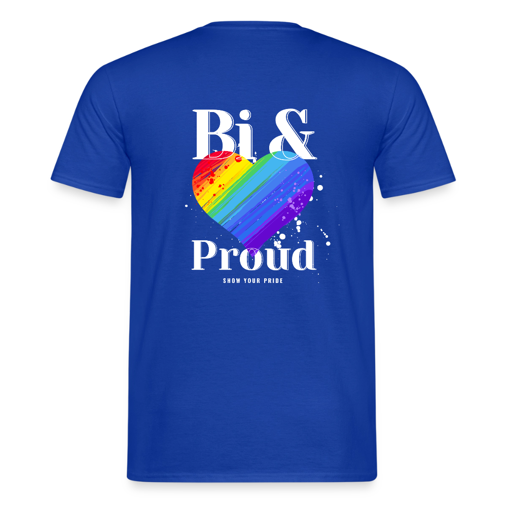 Bi & Proud | Regenbogenherz Pride T-Shirt - Dunkelblau