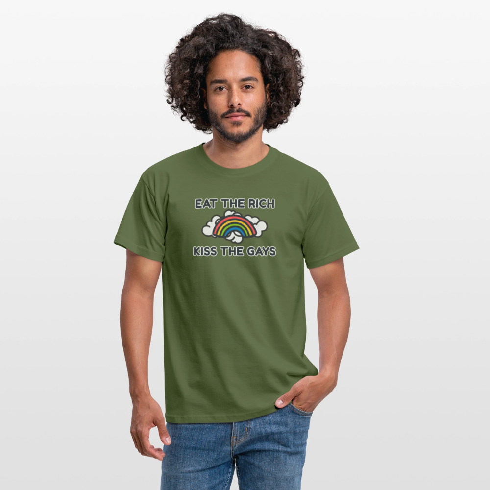 Eat the Rich, Kiss the Gays! T-Shirt - Militärgrün