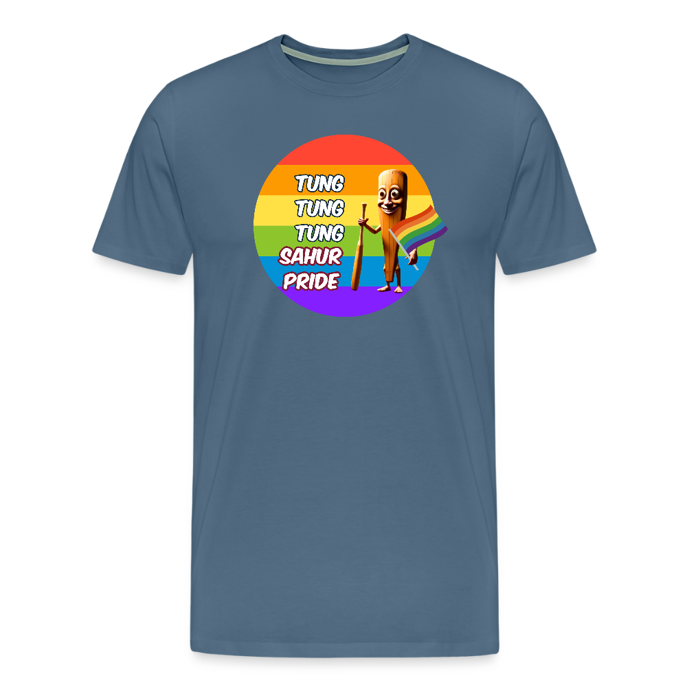 Tung Tung Tung Sahur Pride Premium T-Shirt - Blaugrau
