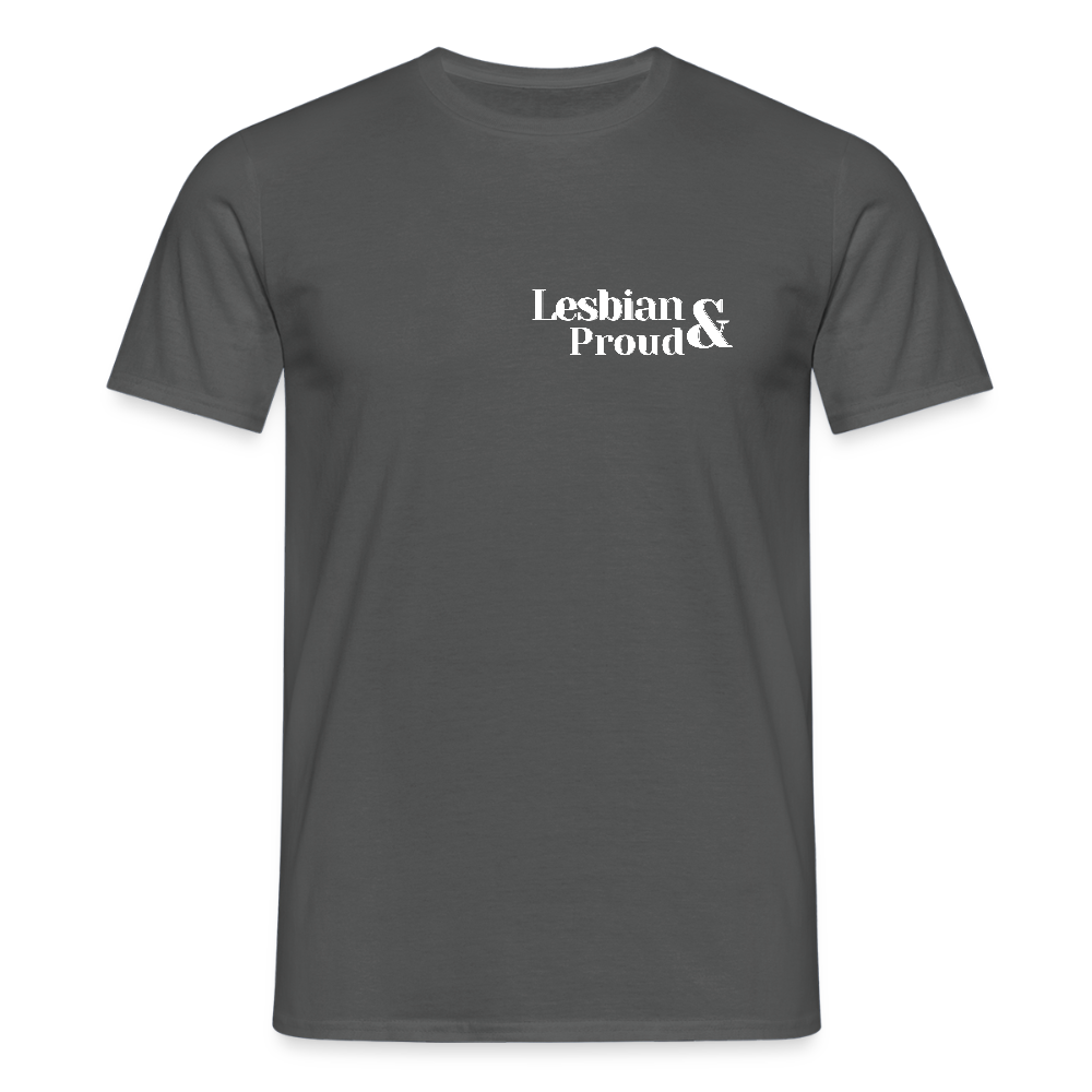Lesbian & Proud | Regenbogenherz Pride T-Shirt - Anthrazit