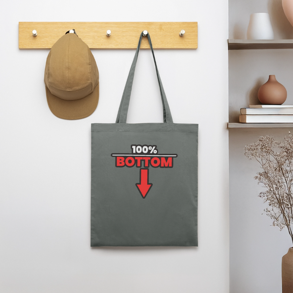 100% BOTTOM [PFEIL] | Kink Fetish Pride Bio-Stoffbeutel - Anthrazit