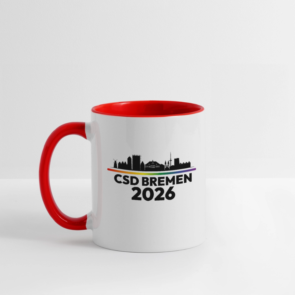 CSD BREMEN 2026 Pride Tasse zweifarbig - Weiß/Rot
