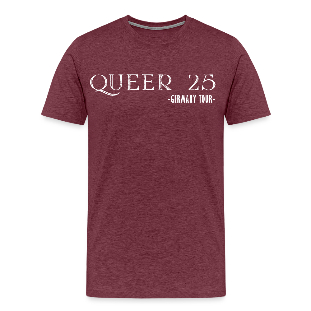 QUEER 2025 Germany CSD Tour Premium T-Shirt - Bordeauxrot meliert
