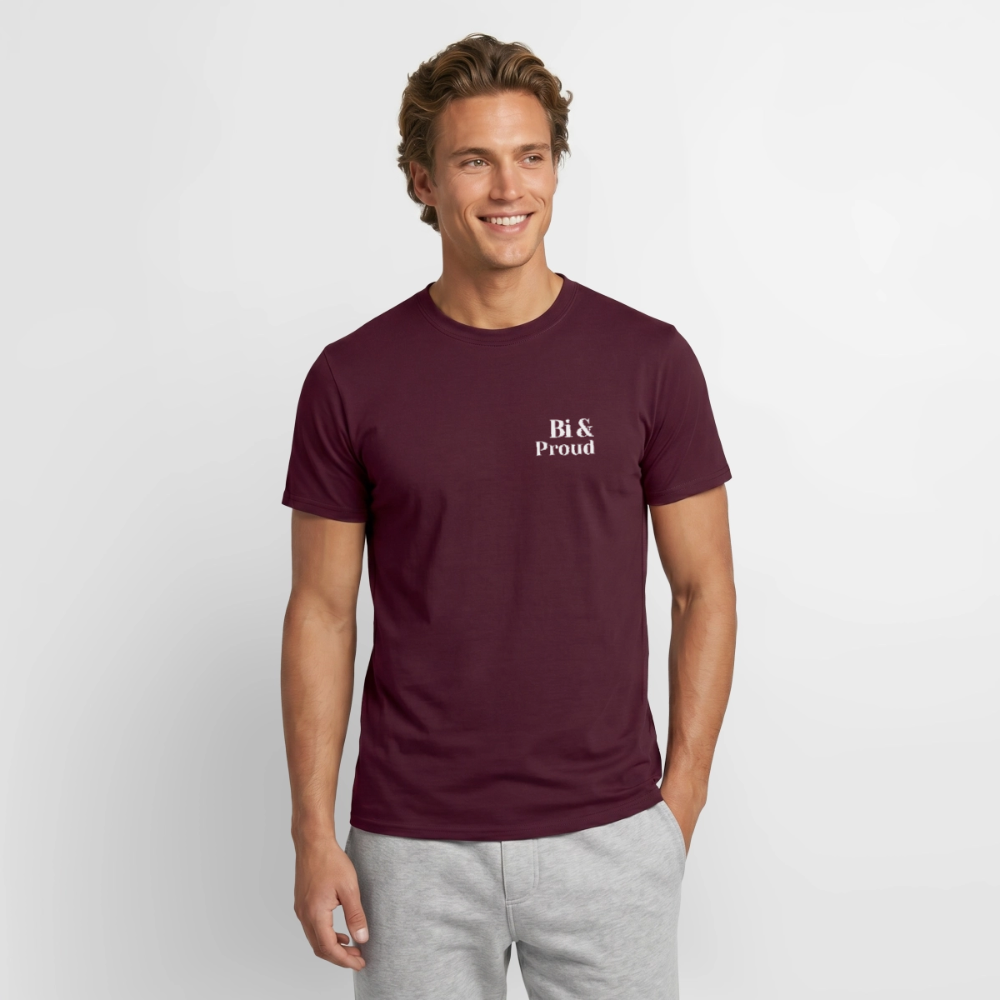 Bi & Proud | Regenbogenherz Pride T-Shirt - Ziegelrot