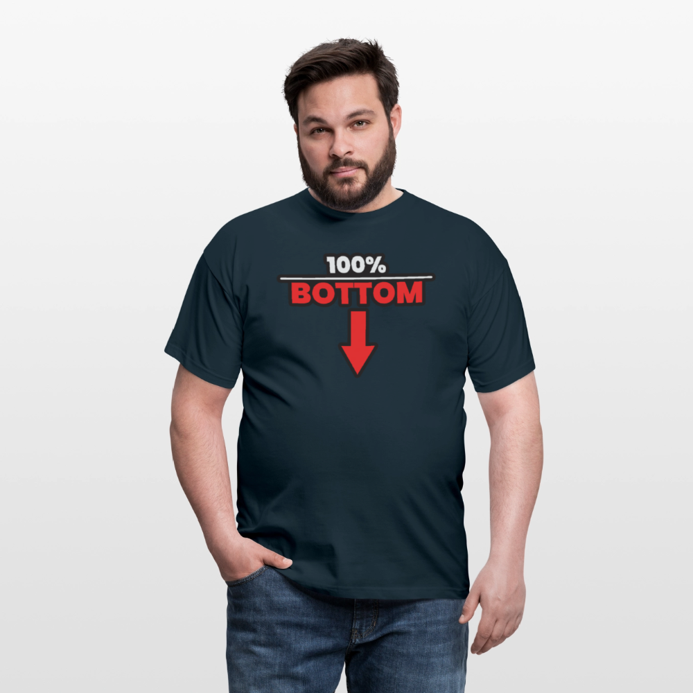 100% BOTTOM [PFEIL] | Kink Fetish Pride T-Shirt - Navy