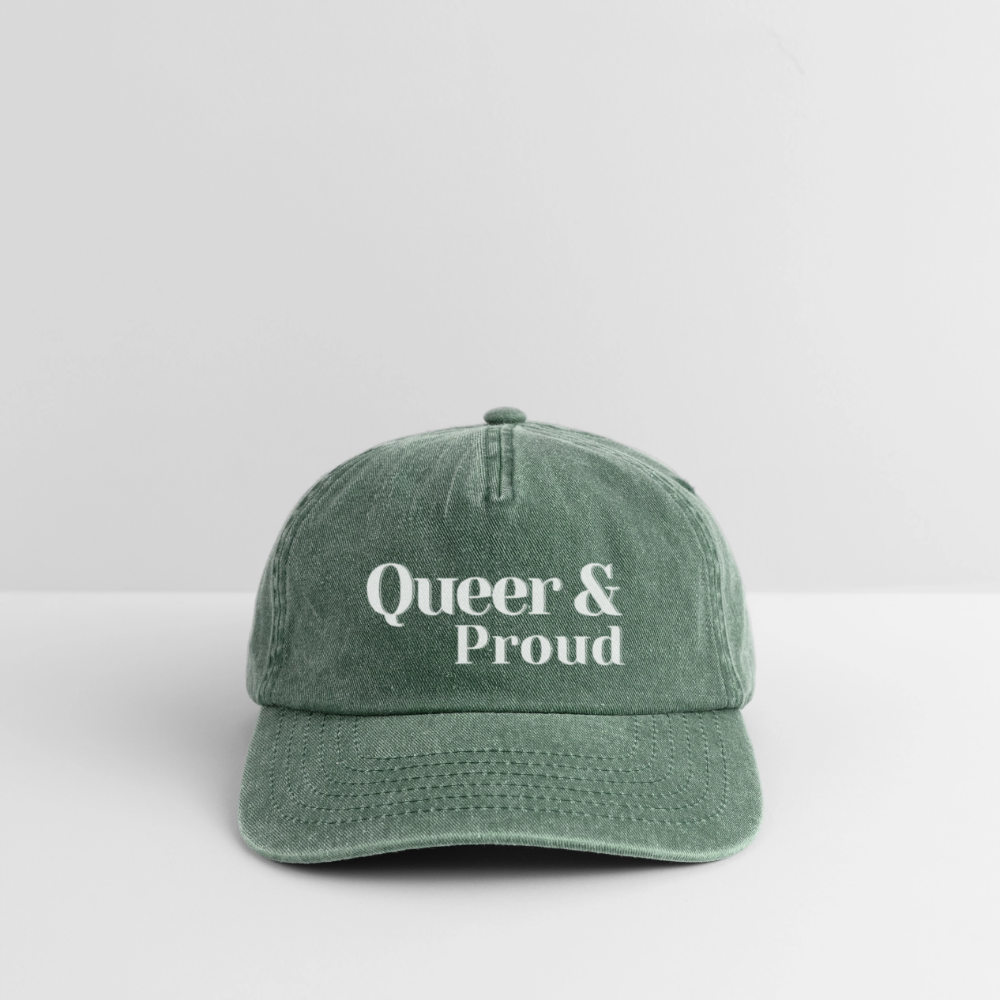 Queer & Proud | Pride Vintage Cap [SIMPLE] - Vintage Flaschengrün 