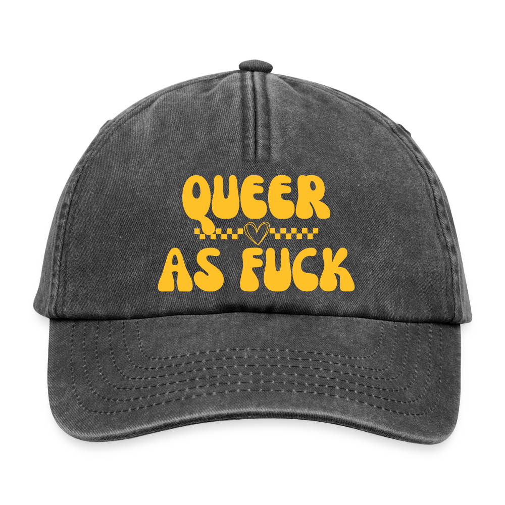 QUEER AS FUCK Pride Vintage Cap - Vintage Schwarz