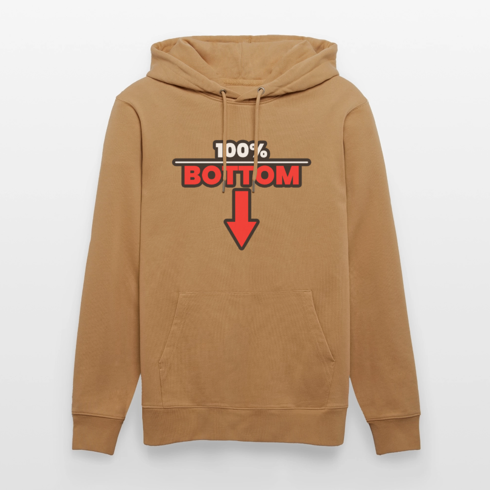 100% BOTTOM [PFEIL] | Kink Fetish Pride Bio-Hoodie Unisex - Karamell 