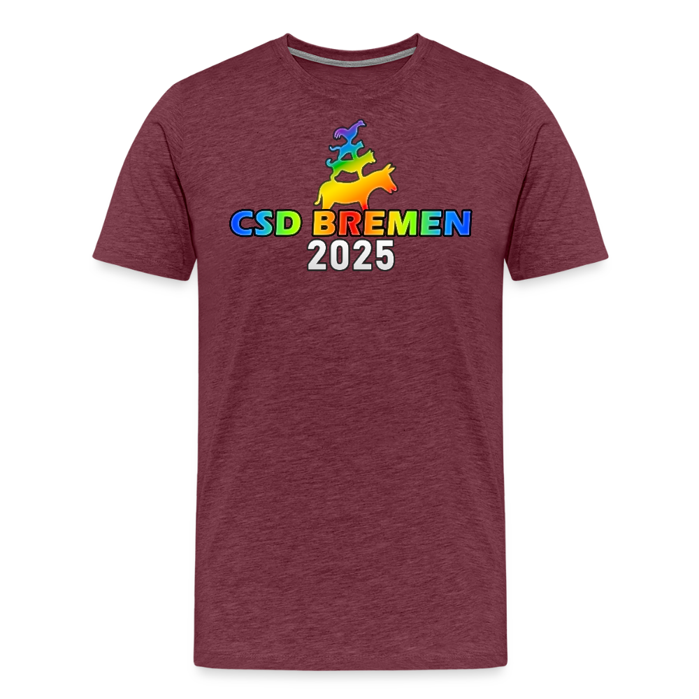 CSD Bremen 2025 Pride Premium T-Shirt - Bordeauxrot meliert