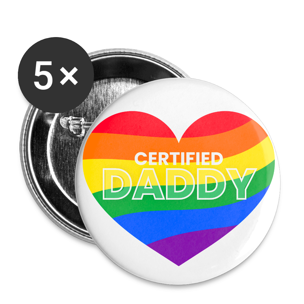 CERTIFIED DADDY | Kink Fetish Pride Buttons 32 mm (5er Pack) - Weiß