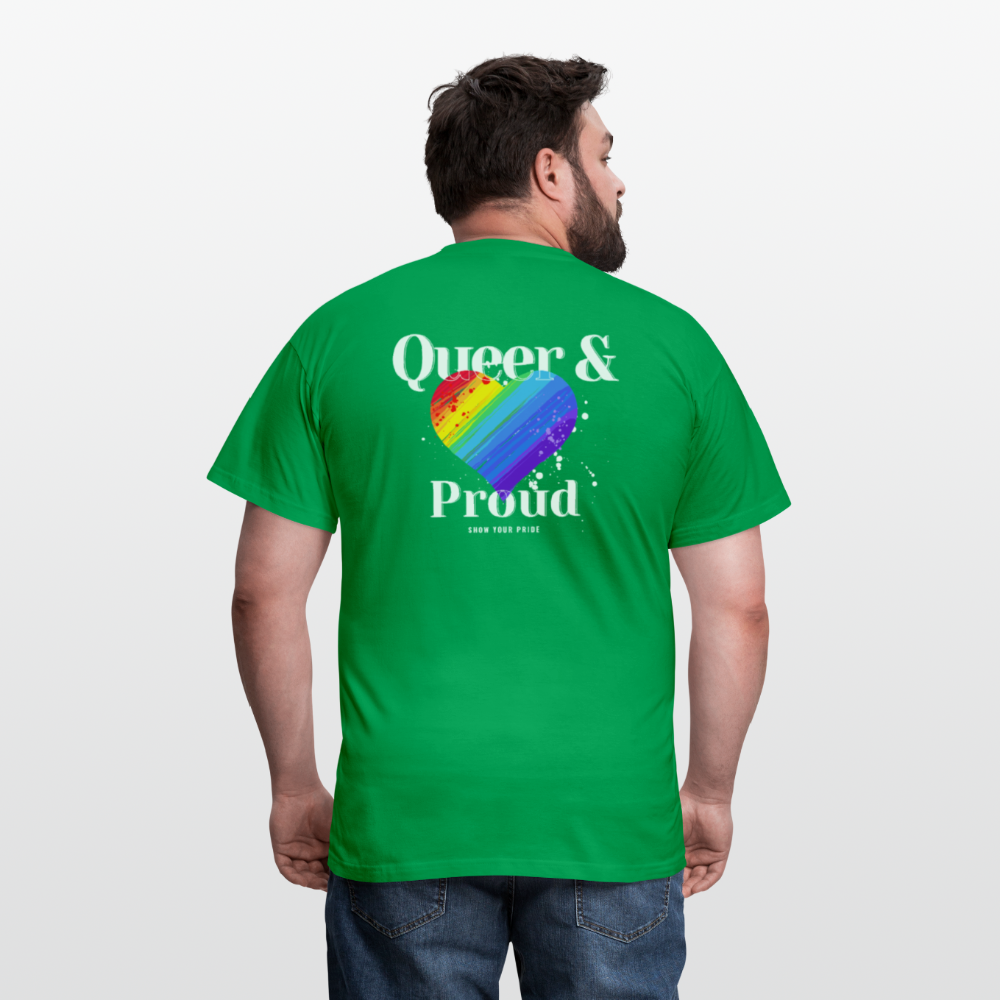 Queer & Proud | Regenbogenherz Pride T-Shirt - Kelly Green