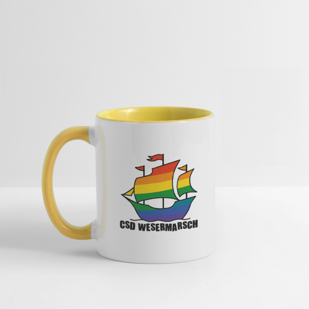 CSD Wesermarsch Pride Tasse zweifarbig - Weiß/Gelb