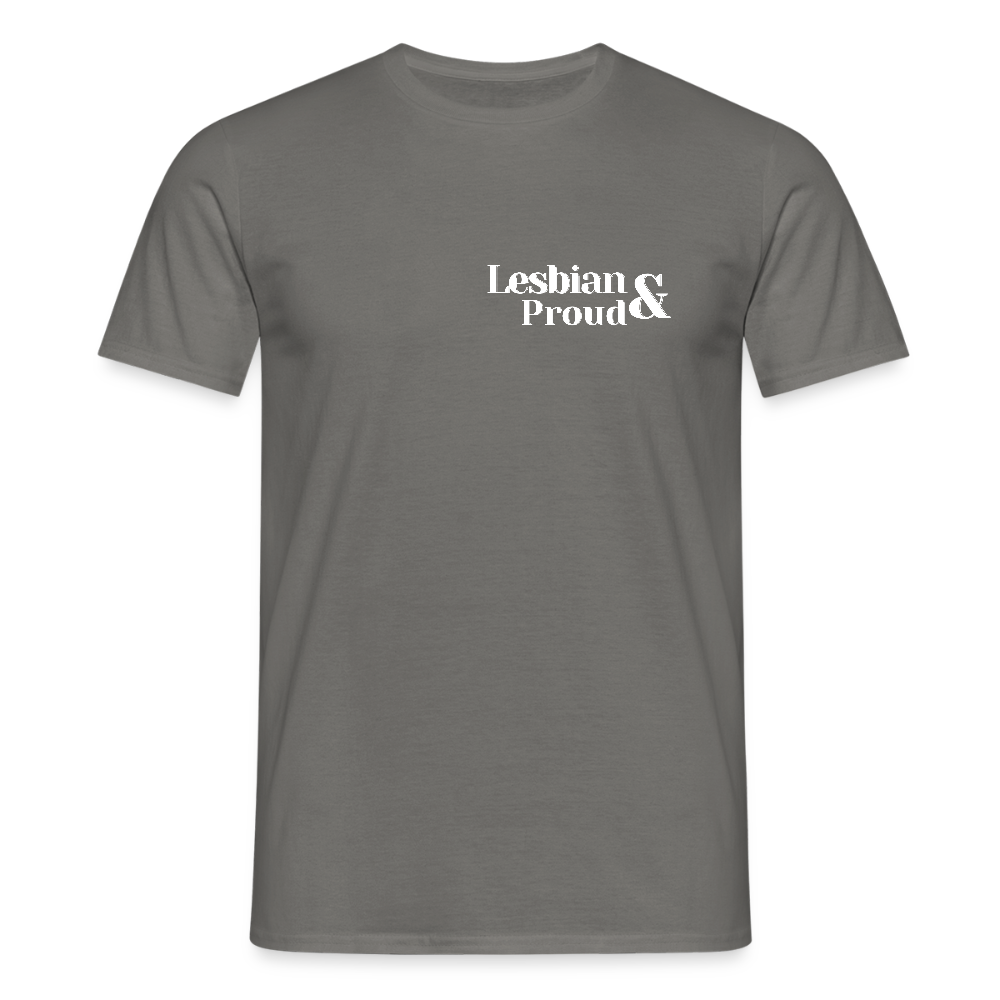 Lesbian & Proud | Regenbogenherz Pride T-Shirt - Graphit