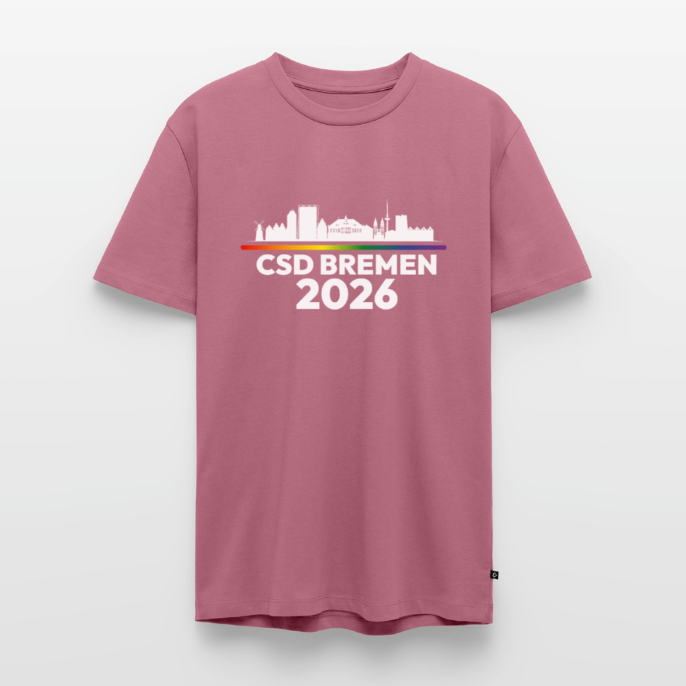 CSD Bremen 2026 Pride Premium T-Shirt (dunkel Farben helle Schrift) - Mauve