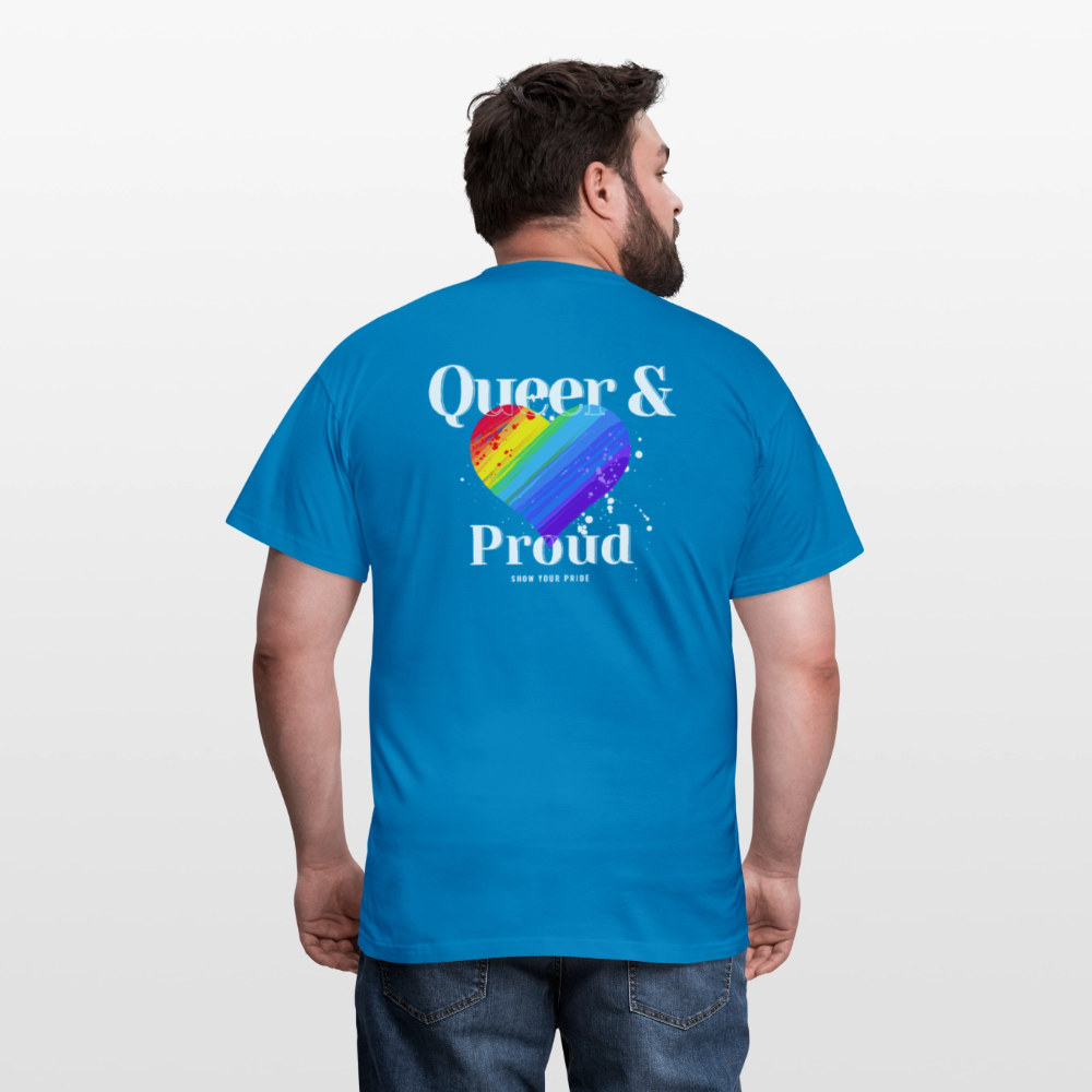Queer & Proud | Regenbogenherz Pride T-Shirt - Royalblau