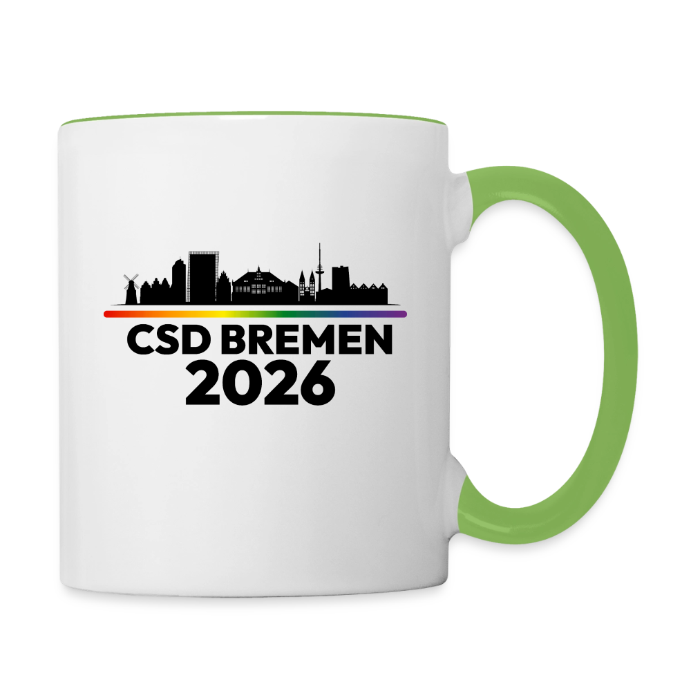 CSD BREMEN 2026 Pride Tasse zweifarbig - Weiß/Geckogrün