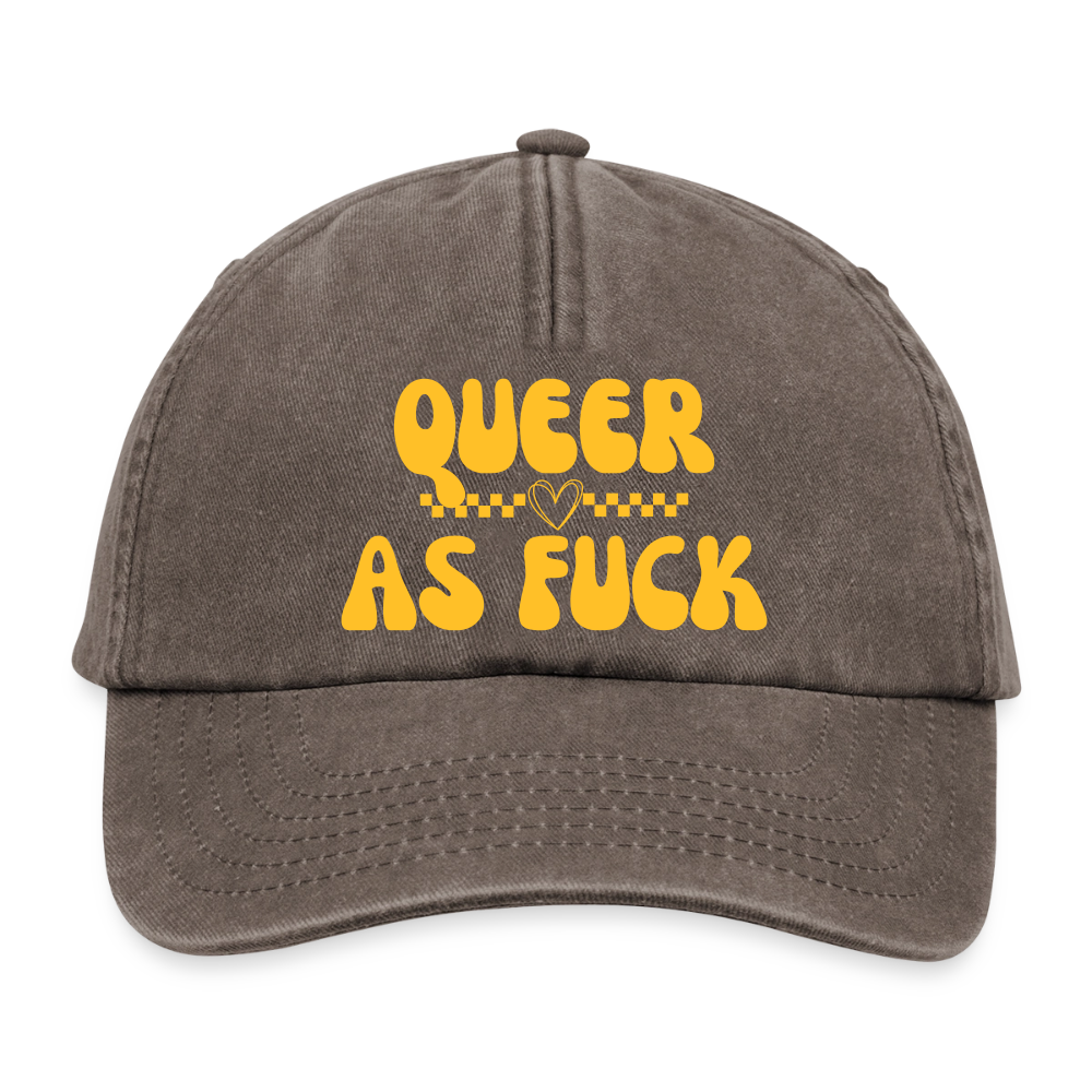 QUEER AS FUCK Pride Vintage Cap - Vintage Braun