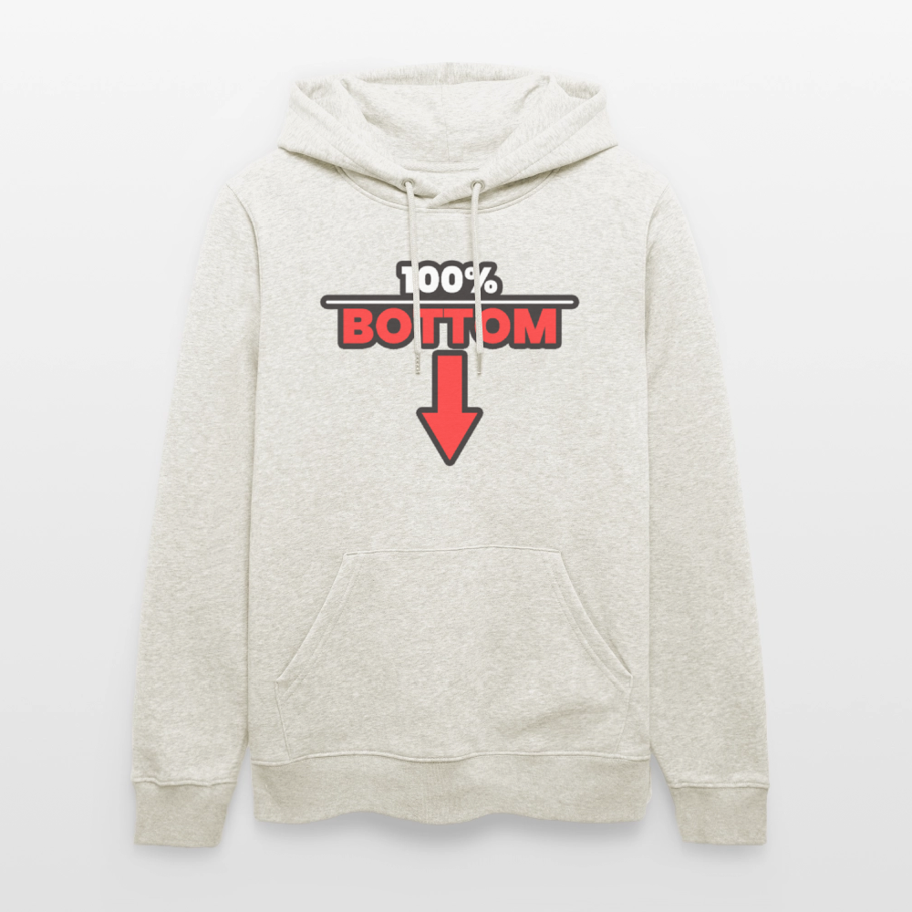 100% BOTTOM [PFEIL] | Kink Fetish Pride Bio-Hoodie Unisex - Beige meliert